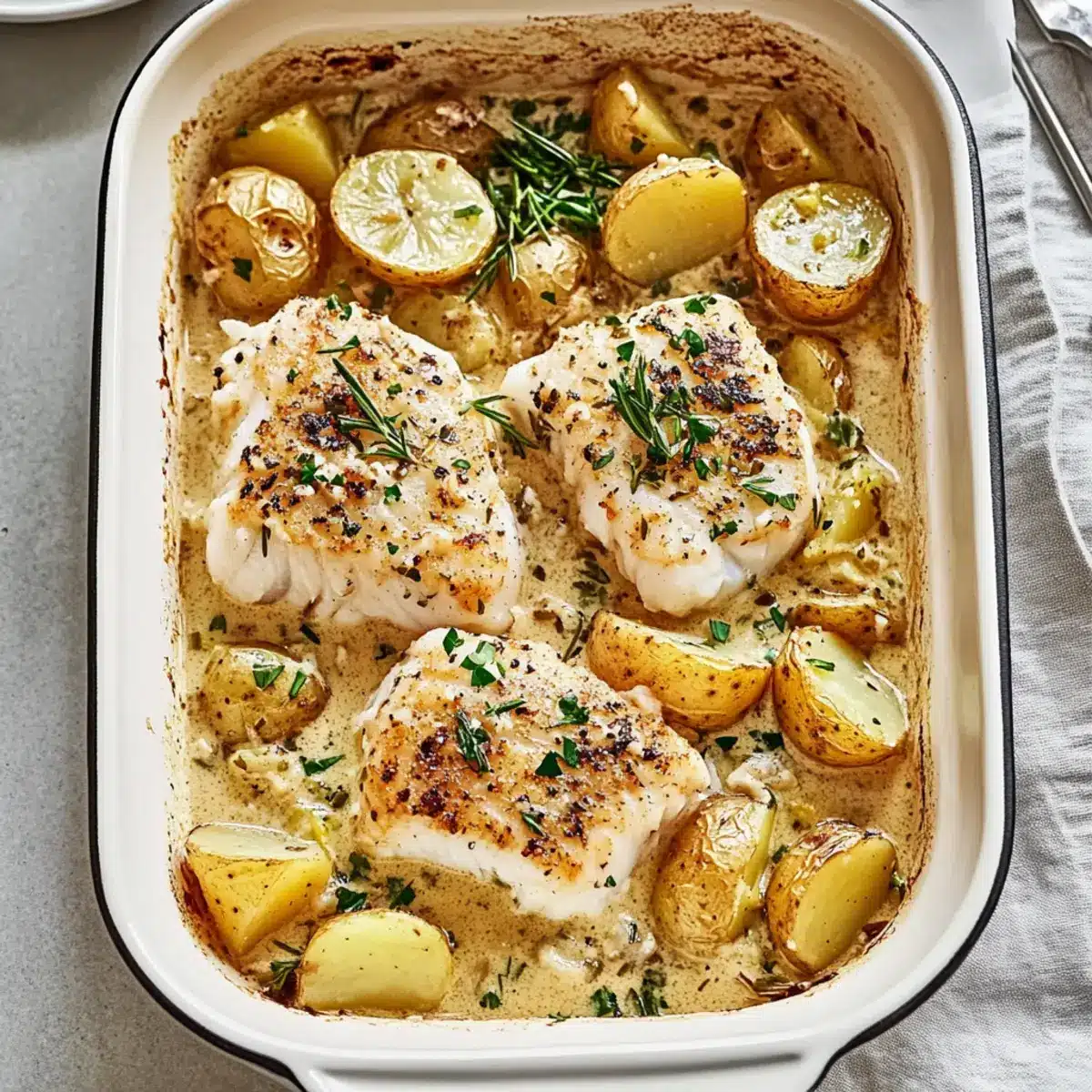 Cod & Potatoes in Rosemary Cream Sauce