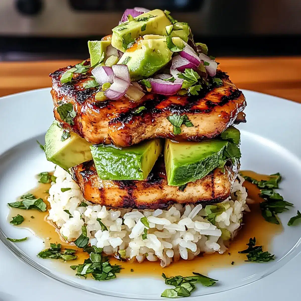 Honey Lime Chicken & Avocado Rice Stack
